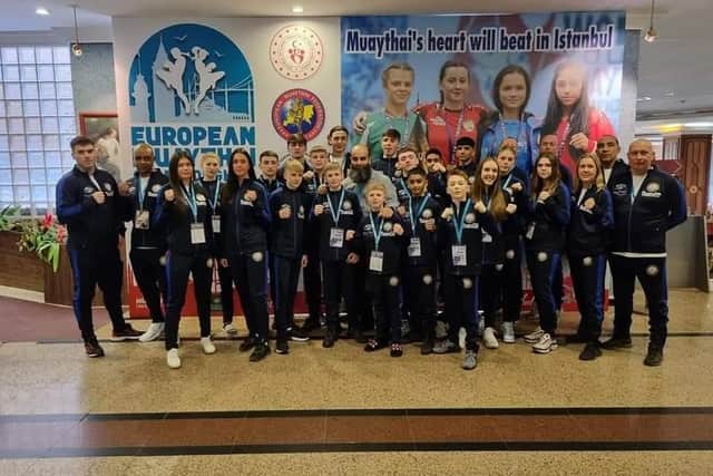 Ali with other competitors at the IFMA European Championships for Muay Thai in Turkey.