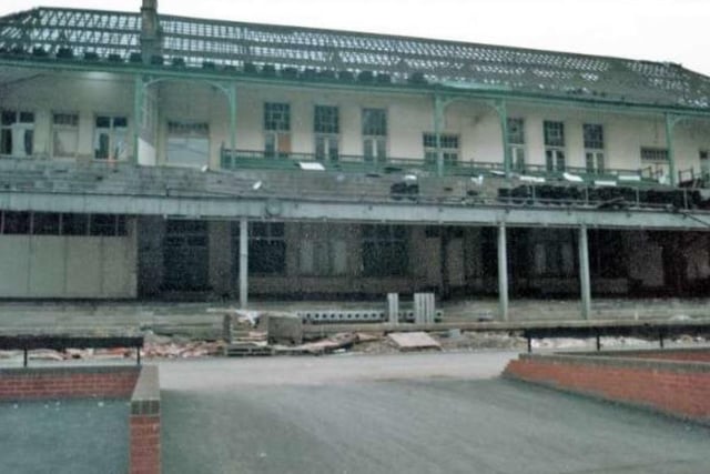 The old cricket pavilion at Bramall Lane is demolished.