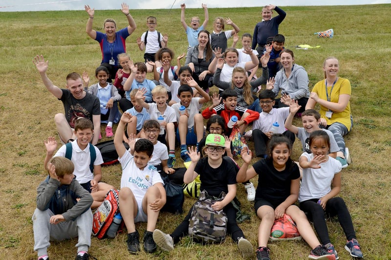 Staff and pupils from Lynnfield Primary School were pictured cheering on pupils from High Tunstall College of Science as they competed in the muddy challenge event.