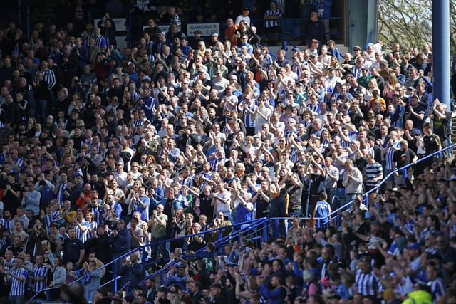 Sheffield Wednesday fans in a shaft of sunlight during the EFL Sky Bet League 1 match between Sheffield Wednesday and Portsmouth at Hillsborough