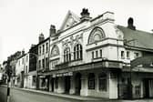 The Palace Cinema, on Union Street, Sheffield, in July 1961.  The cinema was the first designed for that purpose.  It opened in August 1910, closed in October 1964, and was later demolished