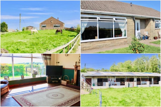 This 12-acre plot has views of Roseberry Topping and Cleveland Hills and is perfect for someone seeking a quiet spot. The 4/5 bedroom detached bungalow has an integral garage, stable block with seven stalls and tack room, large indoor arena, large workshop and 3 further stables. Large field, three smaller paddocks and an outdoor arena.