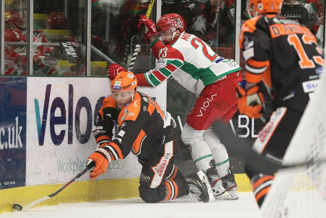 Action from the Steelers' 4-3 victory over Cardiff Devils