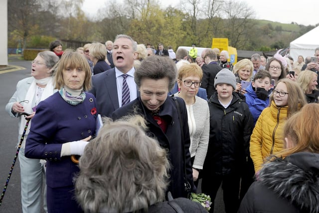 Crowds would always gather around Princess Anne when she emerged from her Strathcarron Hospice visit