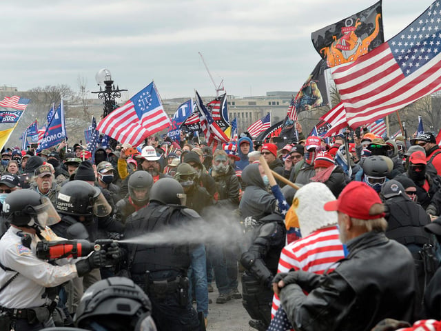 Rioters went up against police.