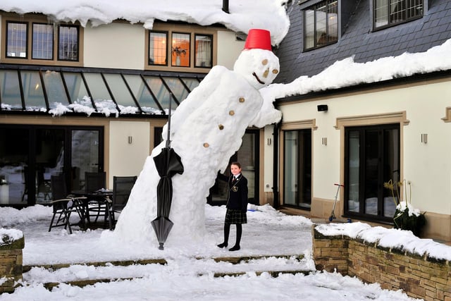A giant snowman was built by Doncaster dad of two Karl Broadbent and friends in 2010. The snowman was built after daughter Ella, 10, said it would be a good idea to build one as big as the house. Karl rallied together three friends and their four children and built the 18 foot snowman the same night.