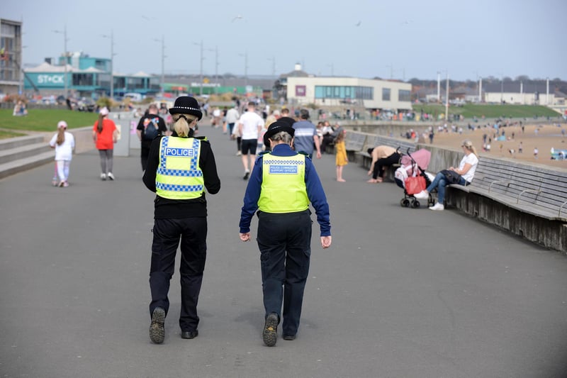 Police officers on Seaburn Promenade.