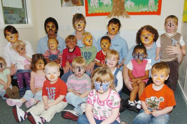 Children at Warren Day Nursey in 2007. They are celebrating a jungle themed day with face paint.