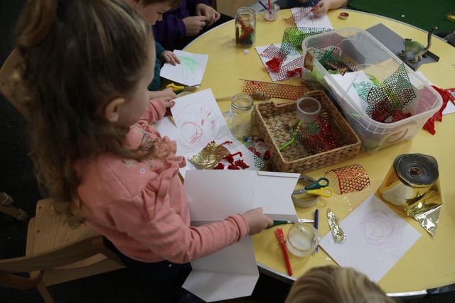 Children making cards and crafts