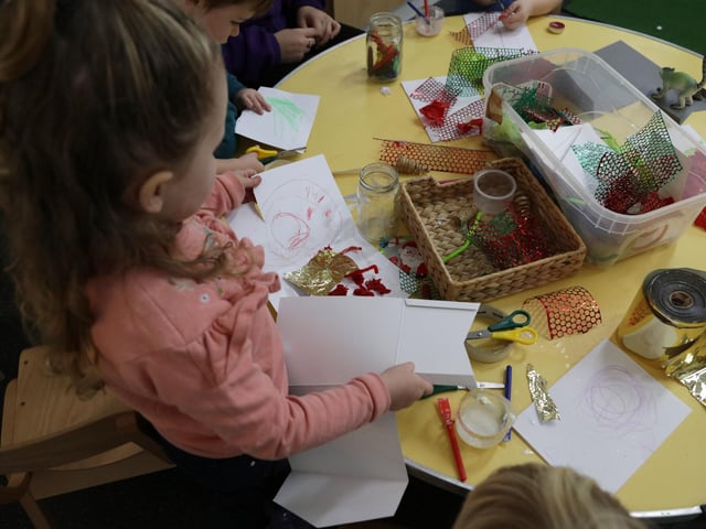 Children making cards and crafts
