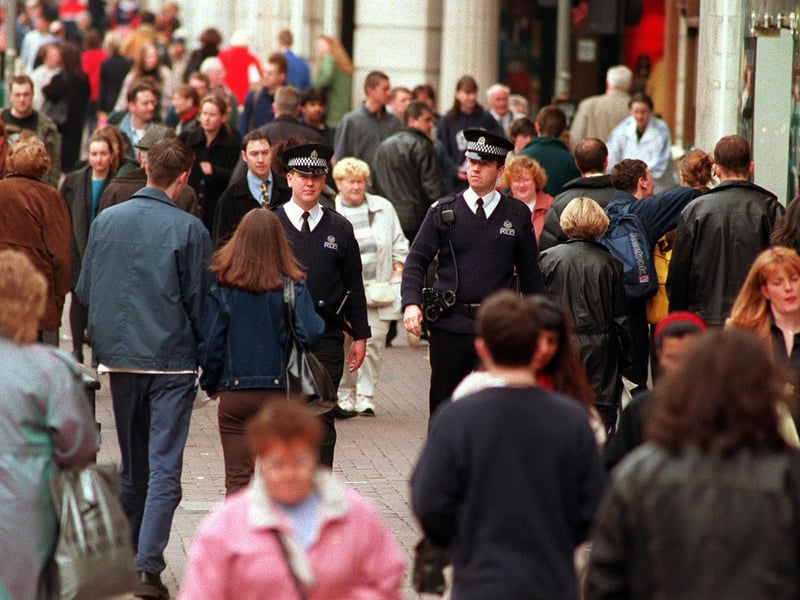 Strathclyde police on duty in Argyle Street in 1998.