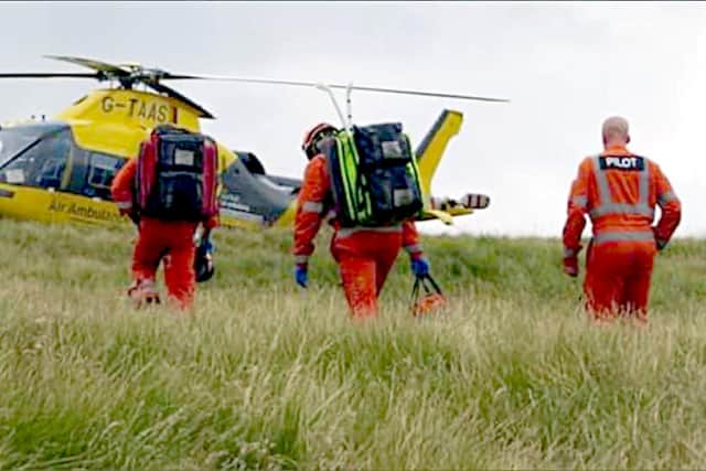 Photo taken during Rob Jackson's rescue by Edale MRT on Stanage Edge.