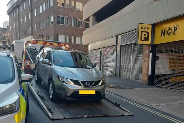 The car was removed because it was blocking the entrance to the NCP car park on Campo Lane, in Sheffield city centre