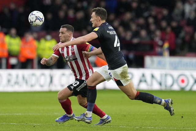No goal for the Blades skipper but another industrious shift up front, holding the ball up well and looking to bring in others around him. Replaced by the returning McBurnie near the end