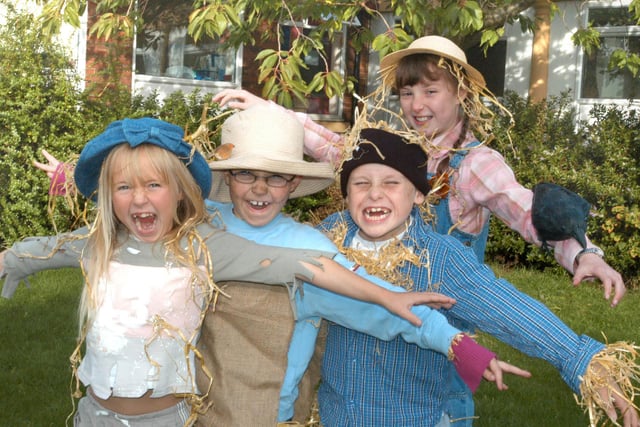Scary scarecrows at Grange Park Primary School 16 years ago. The fundraisers pictured are Beverley Taylor, Jack Morgan, Jordan Lee Gelder and Stephanie Potts. Did you take part as well?