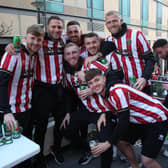 Oli McBurnie (centre) with his Sheffield united team mates Tommy Doyle, Billy Sharp, Jack Robinson, John Fleck Adam Davies and James McAtee: Paul Thomas /Sportimage