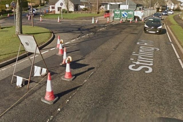 Temporary traffic lights will remain in place on the A9, Torwood at the junction with Glen Road until December 27 for bus stop, verge and new refuge works. Google.
