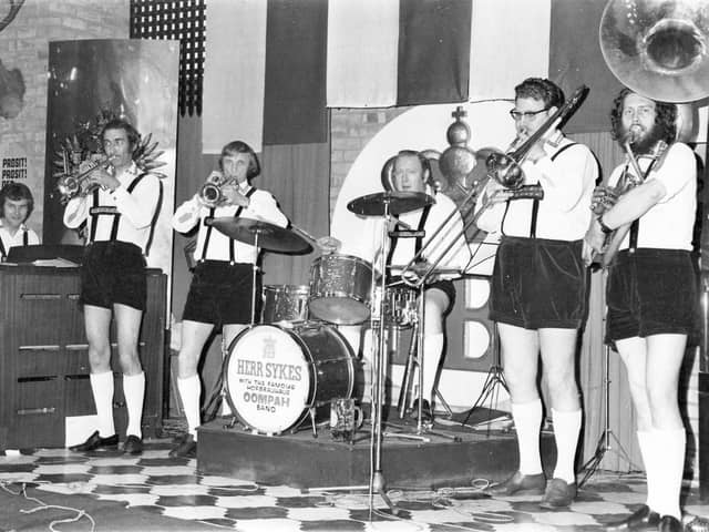 Brian Slater (right of picture) was compere at the Hofbrauhaus on Eyre Street, for many of the years it was open, and also played a variety of instruments in the oompah band between 1973 and 1982