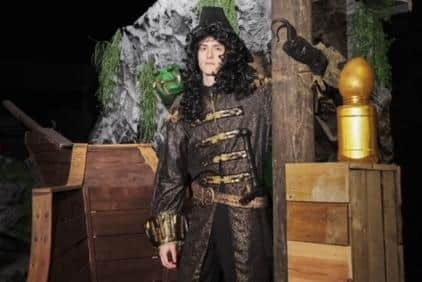 Captain Hook aboard the pirate ship at Gulliver's Valley Theme Park Resort in Rotherham. June D Gill School of Theatre Dance perform family show Peter Pan at Sheffield City Hall in July 2022