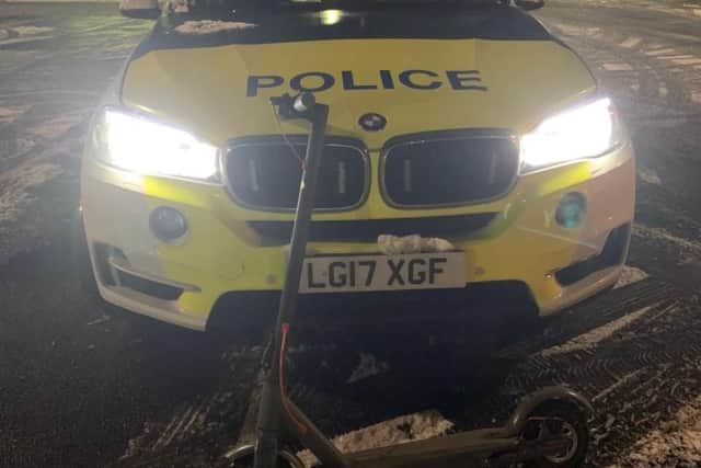 South Yorkshire Police caught someone riding this scooter down the M1 in the snow