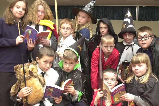 Staff and Pupils from the Sunnyfield Primary School, Scawthorpe drew their book week to a close with a fancy dress day based on characters from books. Pictures show....Harry Potter a popular choice with many students in 2002