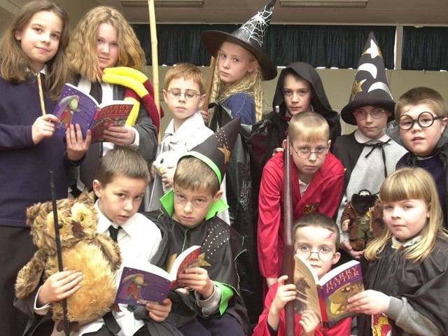 Staff and Pupils from the Sunnyfield Primary School, Scawthorpe drew their book week to a close with a fancy dress day based on characters from books. Pictures show....Harry Potter a popular choice with many students in 2002