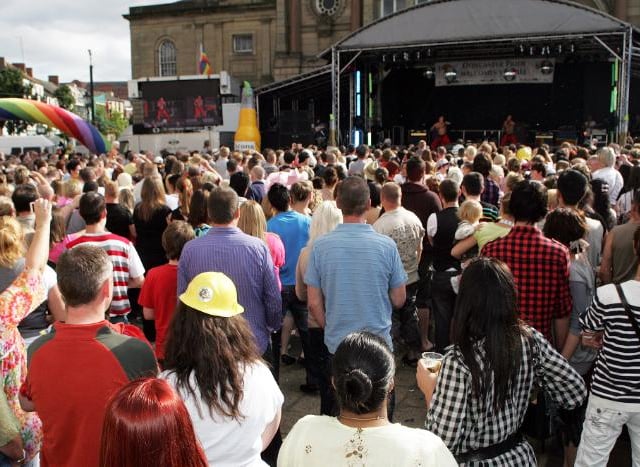 Large crowds at the 2009 Gay Pride event.