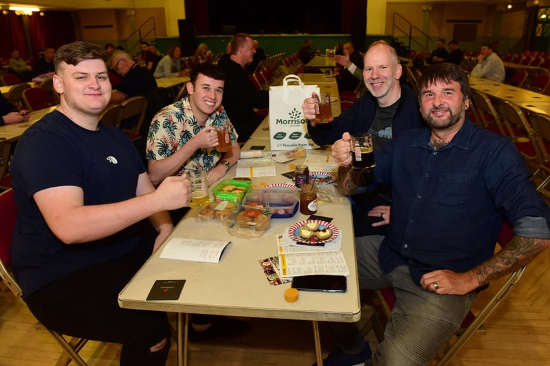 Pictured at the Hartlepool Round Table Beer Festival at the Borough Hall, in 2019, were Keith Kitching, Ben Spowart, Keith Stanson and Steve Gaffney all of Hartlepool.