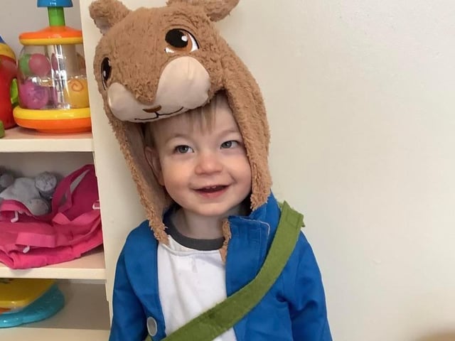 Codie-Jax bucklar, 23 months old, from Portsmouth is dressed as Peter Rabbit for World Book Day.