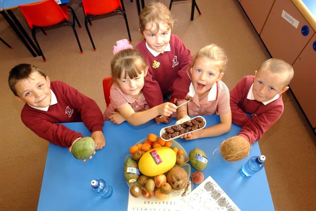 Healthy Eating Week at the school 19 years ago. Do you recognise the pupils choosing some great food choices?