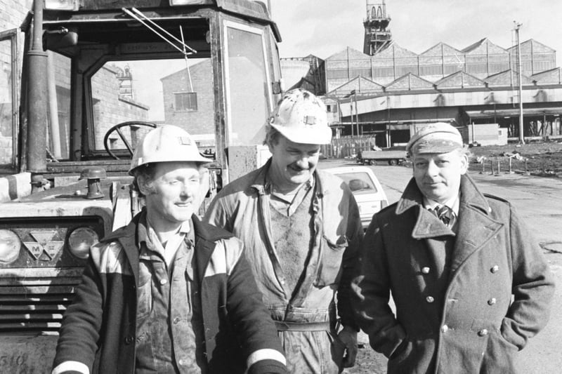 The last of the Herrington miners - Derek Young, Ray Moreton and Bill Mason - were pictured in March 1986.