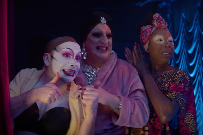 The drag queens watching Jamie step on stage