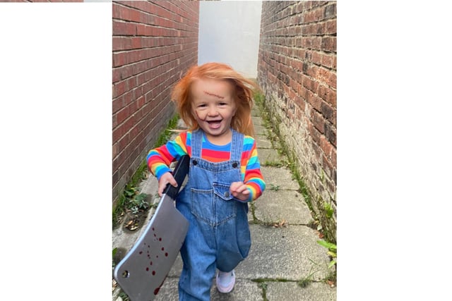 Abby Flannagan sent in this picture of her daughter Rae Williams as a convincing Chucky