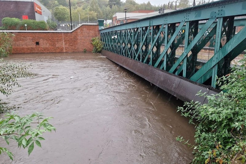 Picture shows the water levels under one of the bridges at Meadowhall. Picture: David Walsh, National World