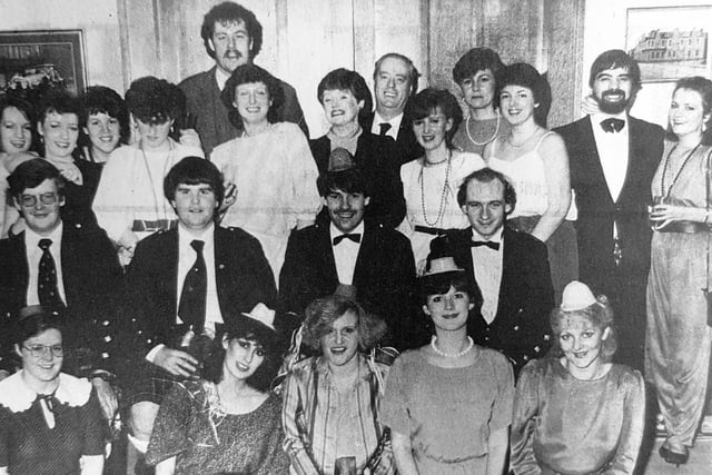 Revellers at Bentley's Night Scene in Kirkcaldy had a lively end to 1983 when they were joined by the Nairn Thistle Pipe band.