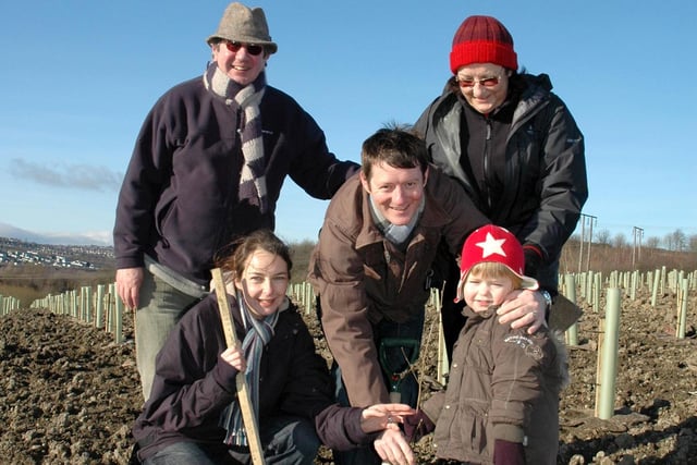 Louis Swain, grandparents Barry & Lyn Wright and parents Kerry & Justin Swain at Sheffield's Gift that Grows tree planting event. In 2007 Kerry sponsored six trees as a special Christmas gift for Barry, one that the whole family could enjoy for years to come.