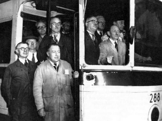 The last tram car to leave Shoreham Street Depot, Sheffield, in 1959