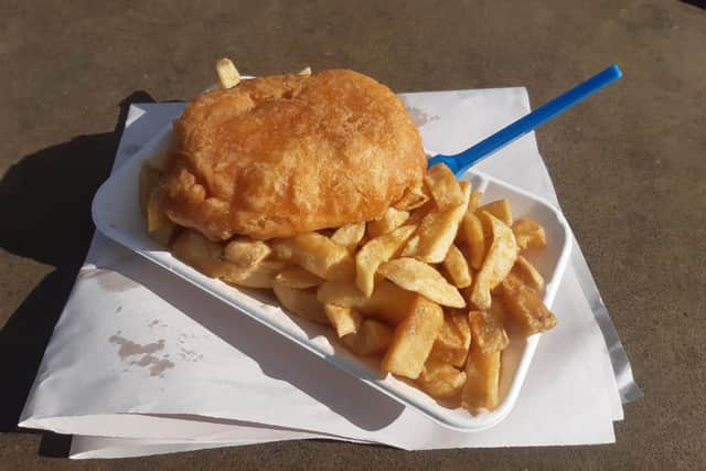 So simple, yet so tasty. A proper Yorkshire fishcake as made by 'Laggy' at Sheffield's oldest fish and chip shop, Two Steps, on Sharrow Vale Road