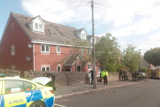 Police and firefighters outside the property on Bradley Street in Crookes, Sheffield