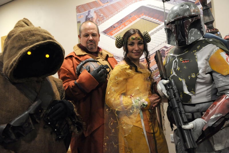 Members of the 99th Garrison Star Wars Costuming Groups at the Kingcon Comic Convention at the Stadium of Light. Remember this from 5 years ago?