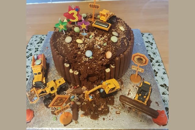 A beautiful chocolate orange cake sent in by Sarah Naylor, baked for her son's birthday.
