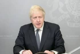 Prime Minister Boris Johnson gives a statement on the defence review via video link from 10 Downing Street.