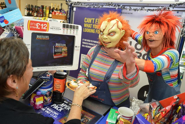 This 2017 Halloween fundraiser at McColls saw Nicola Lithgo play the part of Chucky and Sarah Raw was Chucky's Bride. Remember it?