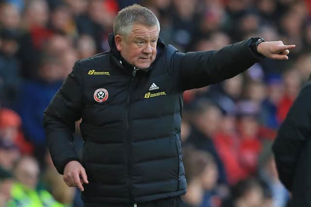 Sheffield United's manager Chris Wilder gestures on the touchline during the English Premier League football match between Sheffield United and Bournemouth at Bramall Lane in Sheffield: LINDSEY PARNABY/AFP via Getty Images