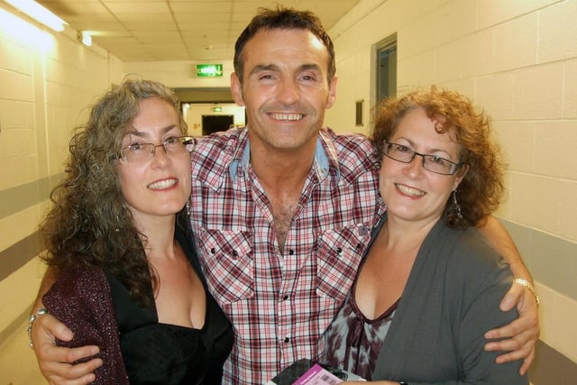 Martin Pellow was pictured with Star meet and greet winner Karen Wilkinson, right, and twin sister Julie Varley, backstage at Sheffield Arena, in 2010.