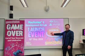 Tom Sampson, from Sumo Digital and Hallam alumnus, officially opening the PS5 lab