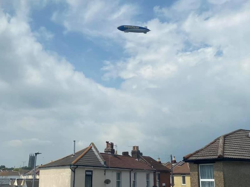 The blimp flying over homes in Portsmouth on Thursday, July 1. Picture: Chris Tarrant-Lewis