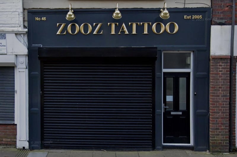 Zooz Tattoo in Queen Street, Portsea, was voted the area's 7th best tattoo studio.