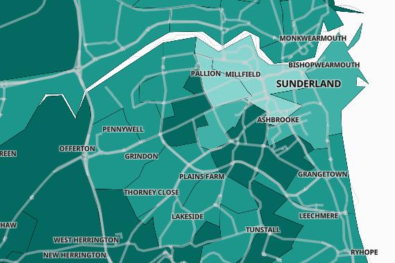 These are the areas of Sunderland with the lowest vaccine uptake.