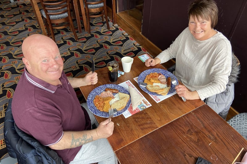 Tony and Joanne Ingledew enjoy breakfast at the Ward Jackson pub, in Church Square.